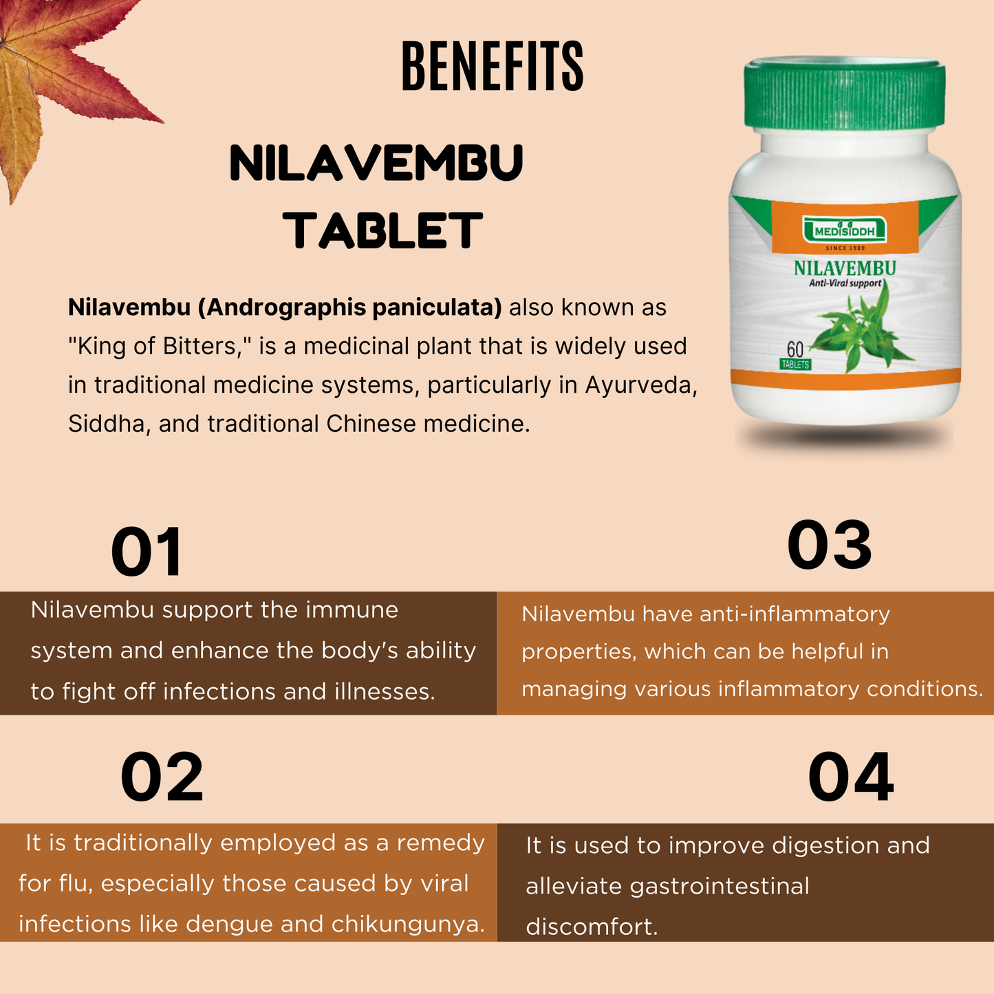 Nilavembu Tablet / andrographis paniculata Tablet MediSiddh