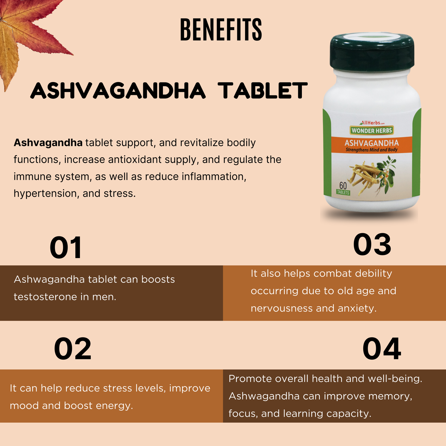 Ashwagandha Tablet / Indian ginseng tablet - (withania somnifera)-AH MediSiddh