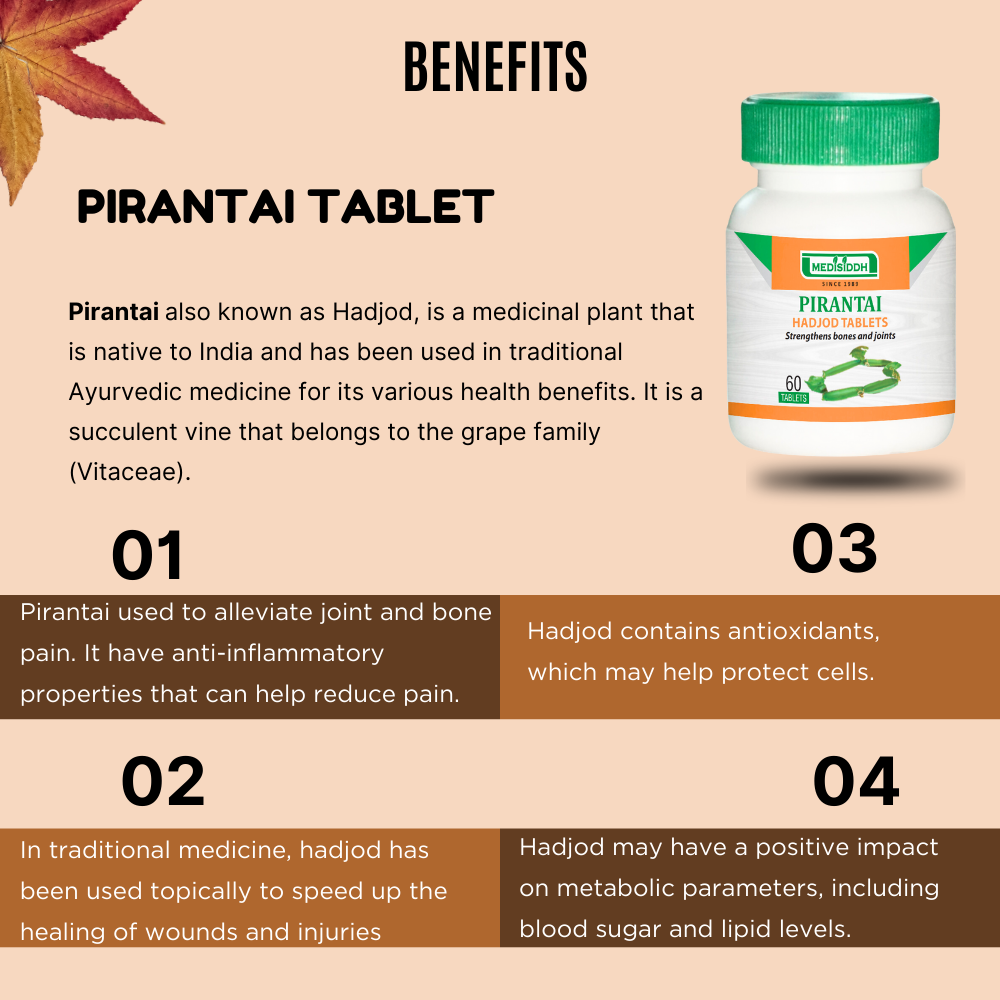 Pirantai Tablet / Veldt Grape Tablet -(hadjod /nalleru) MediSiddh