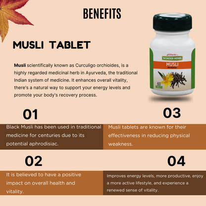Musli tablet / Land-Calotrops tablet  - (chlorophytum borivilianum)- AH MediSiddh