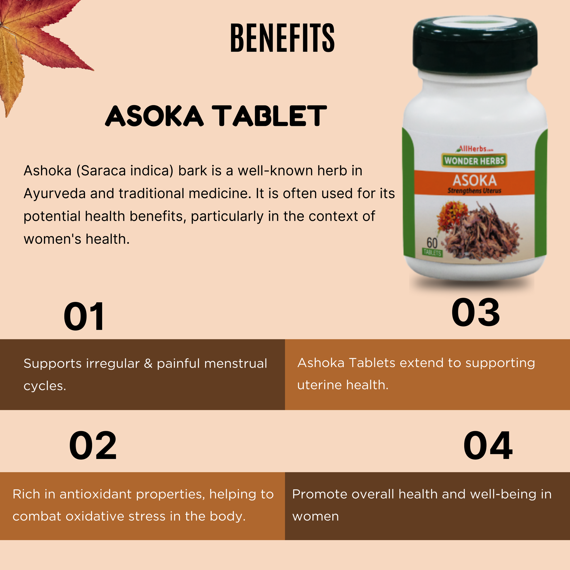 Asoka Tablet - AH / Sorrowless Tablet -(ashoka bark) MediSiddh