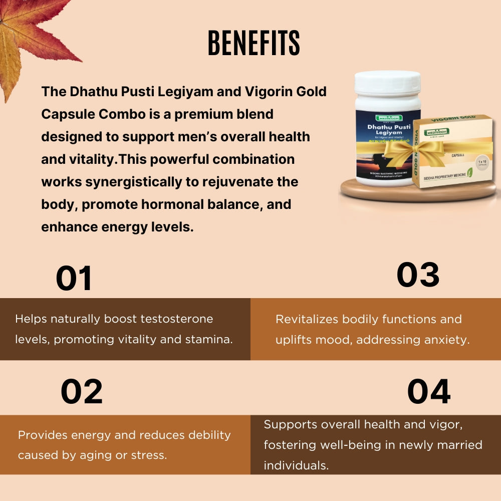 Dhathu Pusti Legiyam 200 Gms + Vigorin Gold Capsules 10 Nos - COMBO MediSiddh