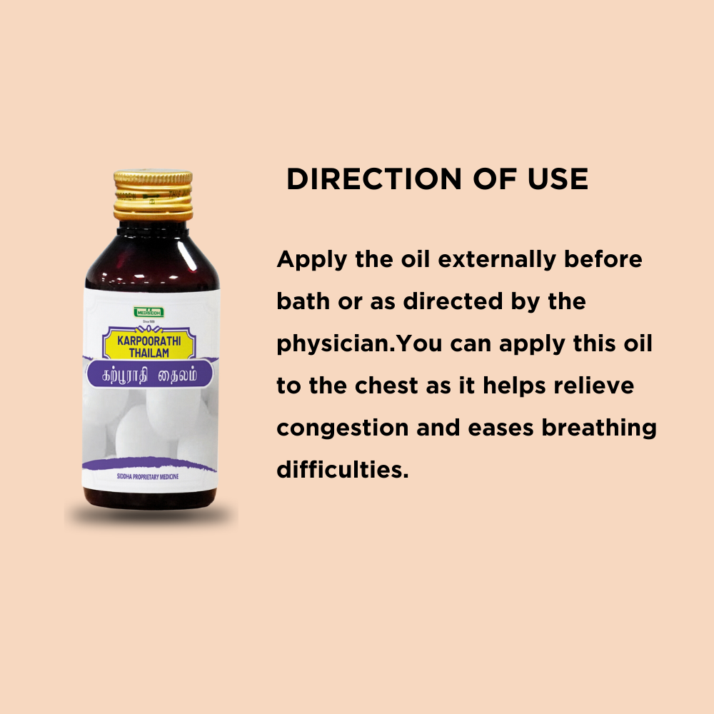 Karpoorathi Thailam / Camphor Thailam - (camphor oil) MediSiddh