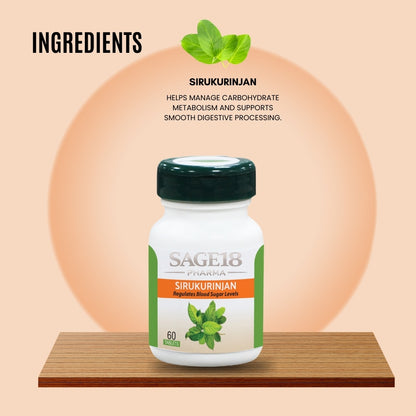 Diabetex Capsule 60 No's + Naavalkottai Tablet 60 No's + Sirukurinjan Tablet 60 No's - Combo - Sage18