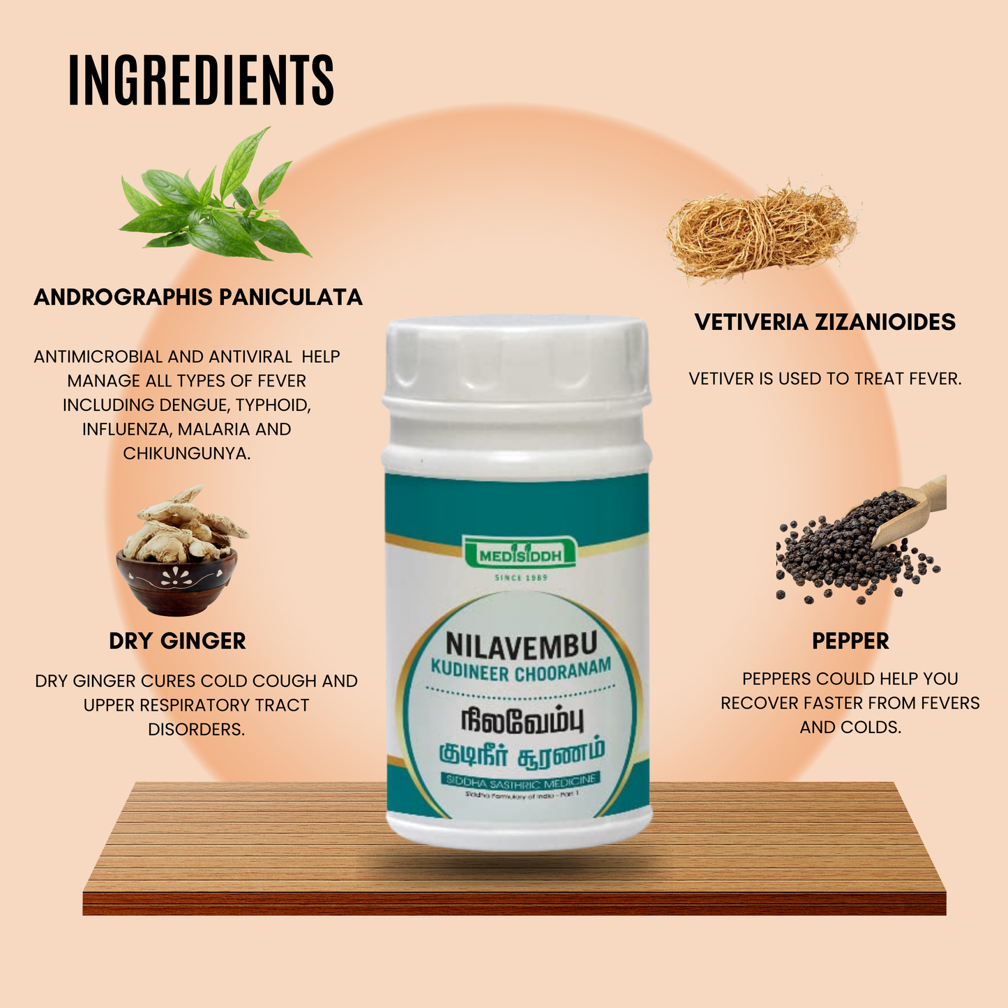 Nilavembu kudineer Chooranam / Green chirayta  chooranam - Kalmegh /Andrographis paniculata MediSiddh