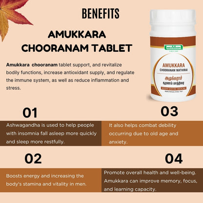 Amukkara Chooranam Tablet / Indian Ginseng tablet - Ashwagandha MediSiddh