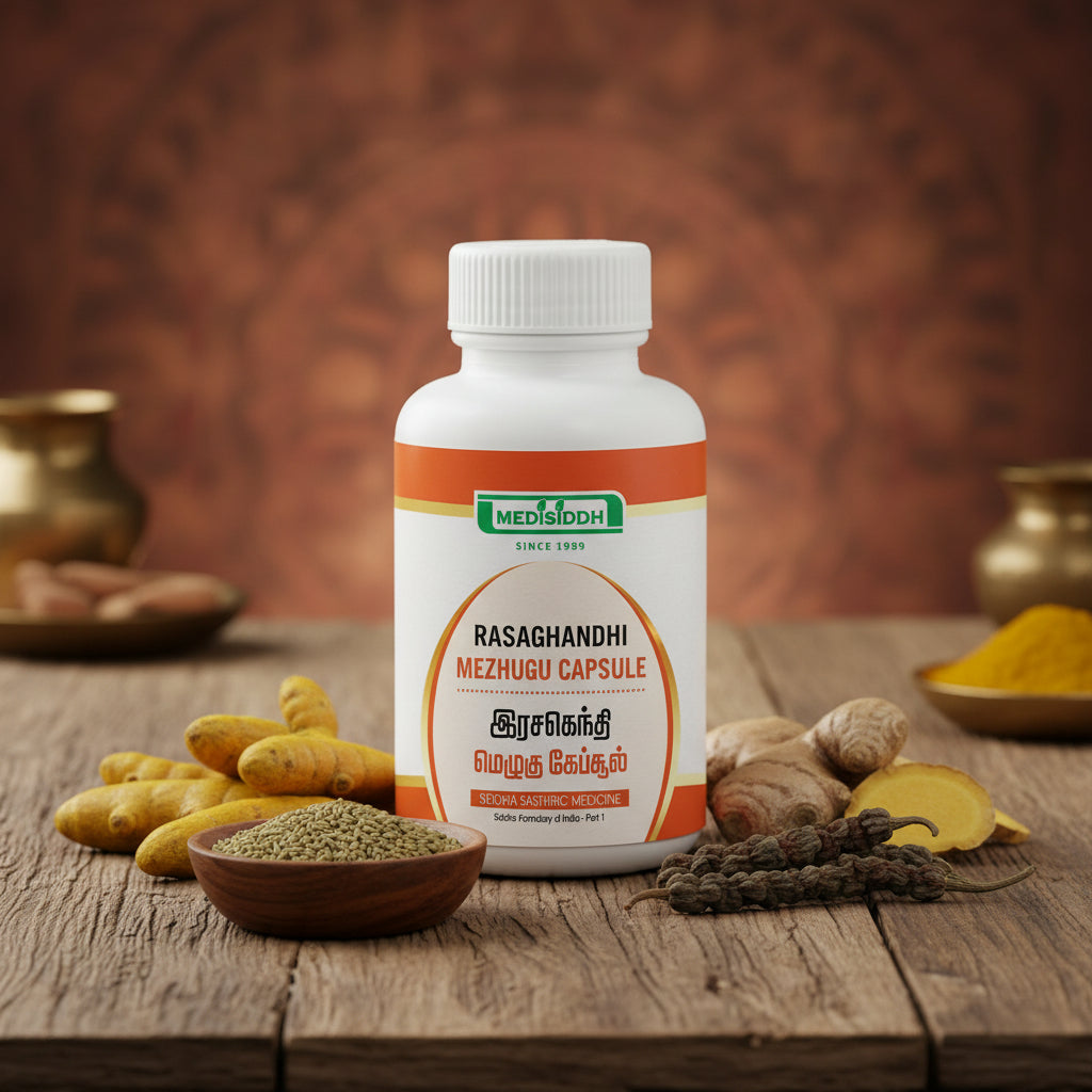 Rasaganthi mezhugu capsules